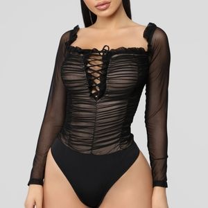 Fashion Nova Maura Mesh bodysuit - Black l xl